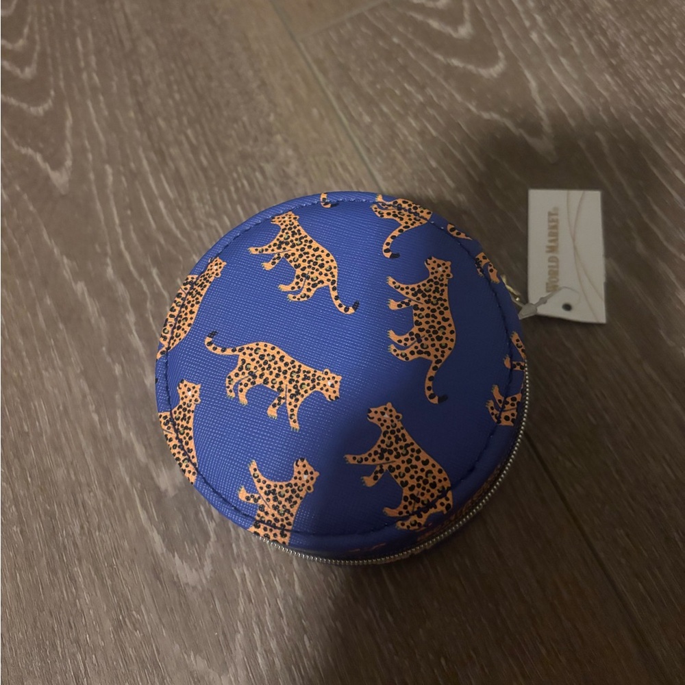 Blue Leopard World Market Travel Jewelry Case